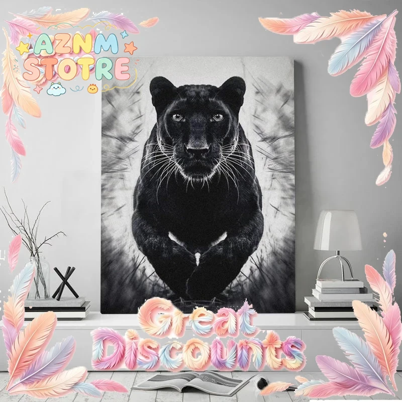 Home Decor Free Images - Affiche d'art animalier Panthère noire sauteuse,