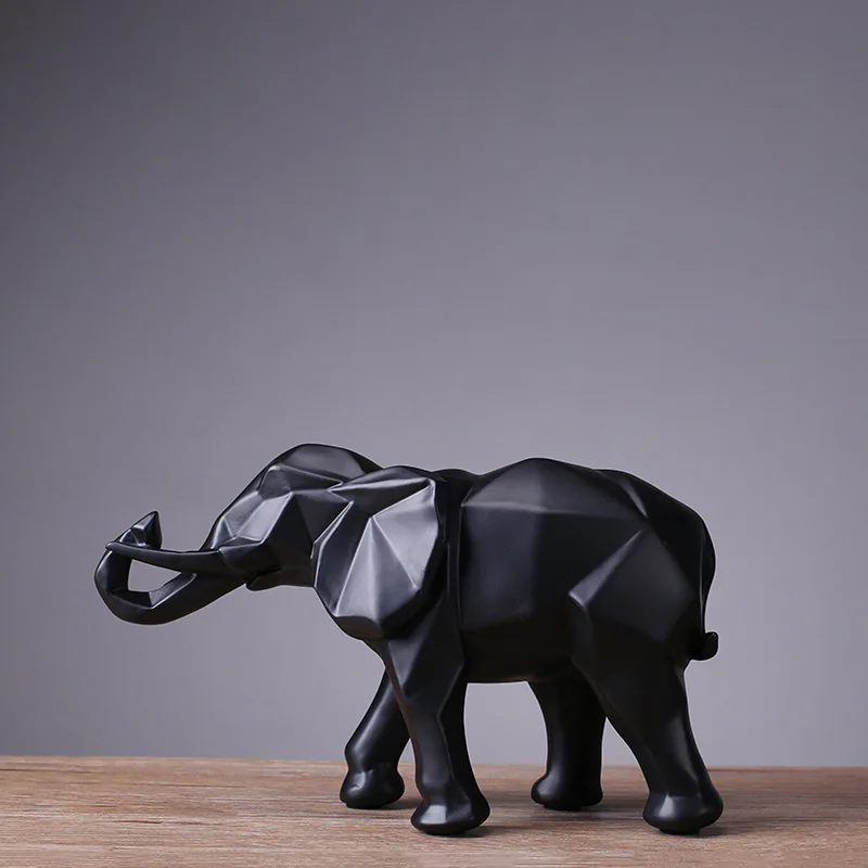 Abstract Sculpture Resin - Statue d'éléphant noir en résine créative,