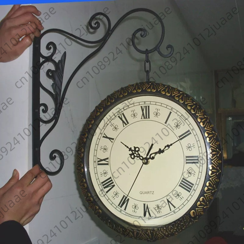 Wall Clock Silent - Horloge murale rétro en métal double