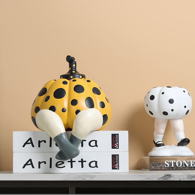 Abstract Sculpture Resin - Figurine de citrouille à pois abstraits