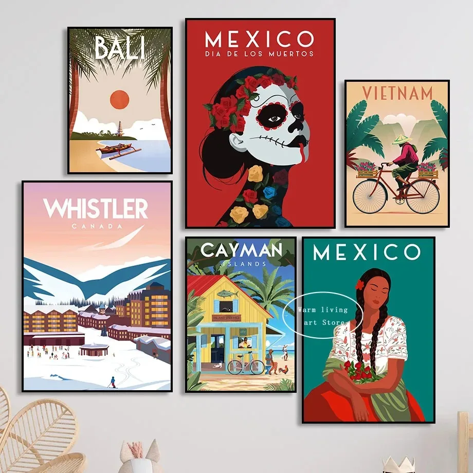 Home Decor Bali - Affiche de voyage Canada, finlande, chili,