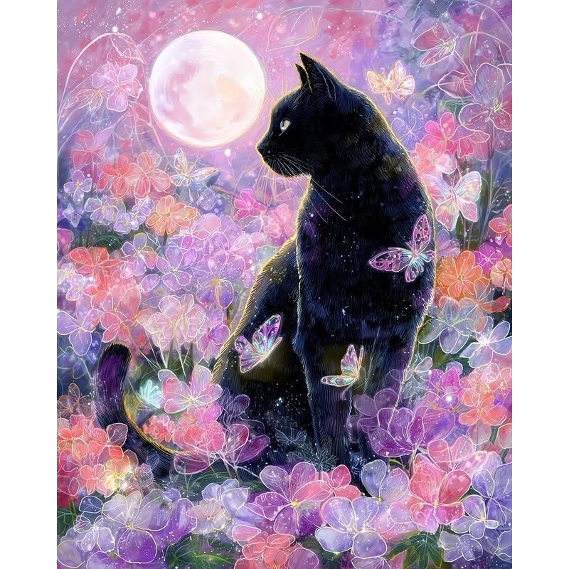 Home Decor Under 1000 - Puzzle sous la lune, chat noir,