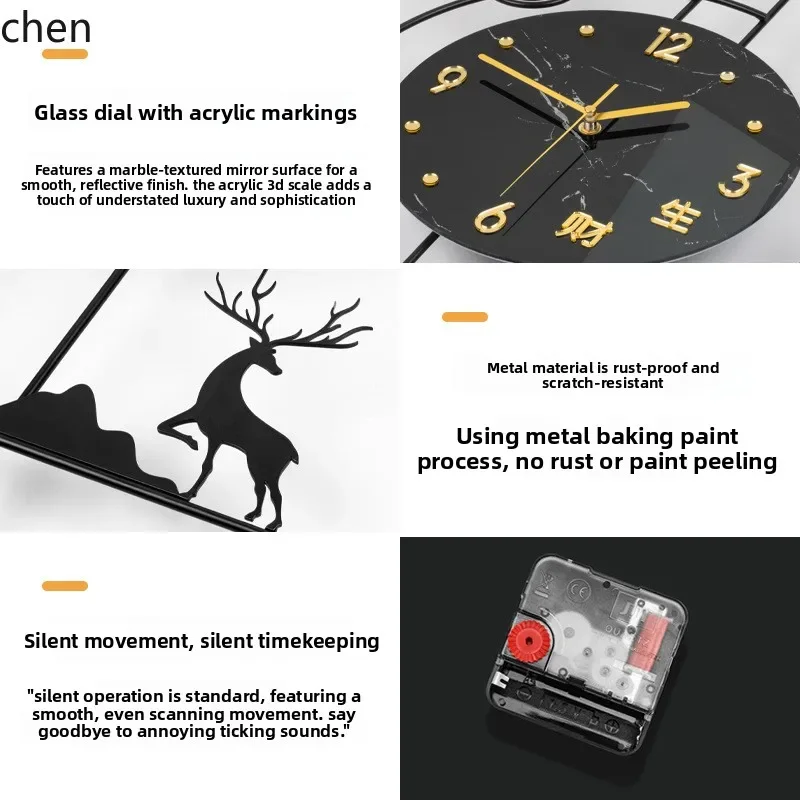 Wall Clock Silent - Horloge murale moderne de luxe légère