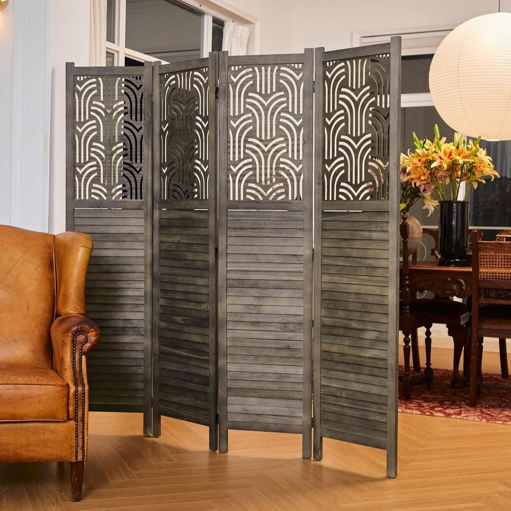 Paravent en bois sculpté à 4 p - Room Divider Screen avis et prix