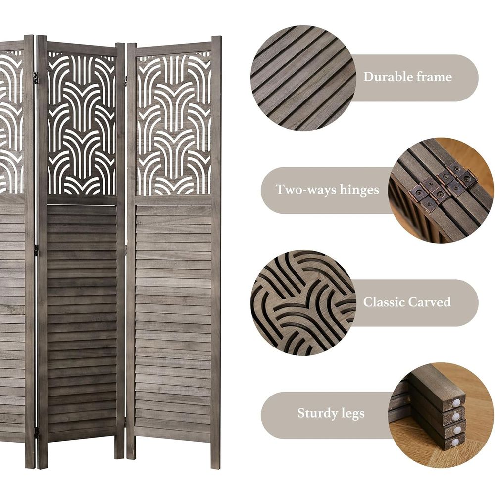 Paravent en bois sculpté à 4 p - Room Divider Screen avis et prix