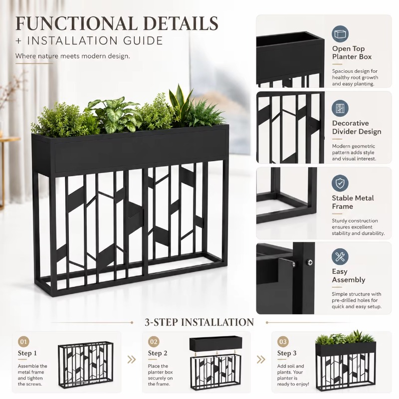 Jardinière en métal noir mat d - Room Divider Screen avis et prix