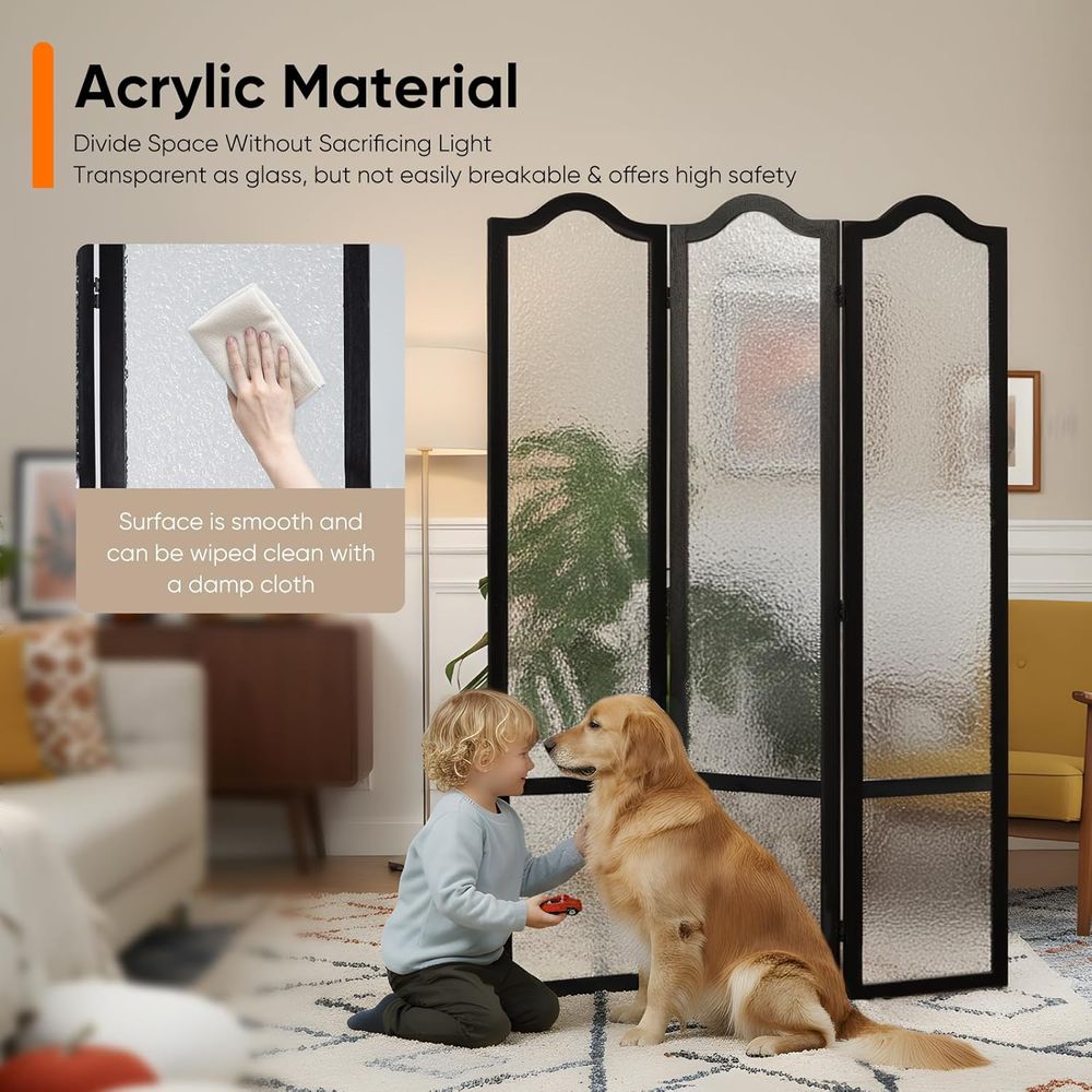 Paravent en acrylique noir à 3 - Room Divider Screen avis et prix